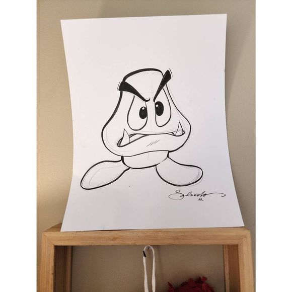 Original Hand Drawn Sketch of Super Mario Goomba - Picture 4 of 4